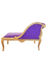 Dormeuse in stile Luigi XV in tessuto di velluto color malva e legno dorato