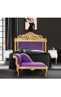 Louis XV-Chaiselongue aus violettem Samtstoff und goldenem Holz
