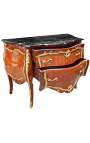 Commode de style Louis XV marquetée, bronzes dorés et marbre noir