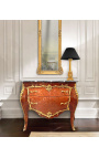 Inlaid dresser Louis XV style, gilded bronzes and black marble