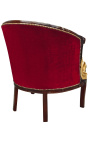 Nagy bergère Empire stílus velvet burgundy és mahogany fa