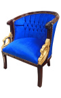 Mare bergère Imperiul în stil velvet albastru și mahogany