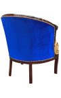 Grote bergère Empire stijl velvet blauw en mahogany hout