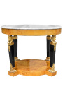 Table basse de style Empire avec bronzes et marbre blanc