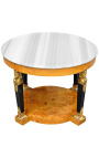 Table basse de style Empire avec bronzes et marbre blanc