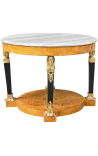 Table basse de style Empire avec bronzes et marbre blanc