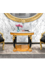 Mesa de centro estilo império com bronzes e mármore branco