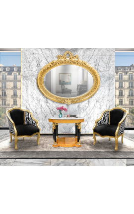 Klubska mizica v slogu Empire z bronasto barvo in belim marmorjem