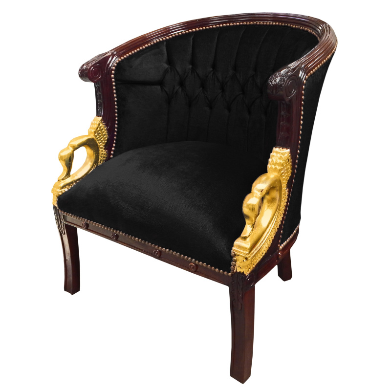 Rococo armchair: Louis XV bergere mahogany wood