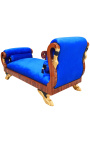 Chaise longue d'estil imperi gran de vellut blau i caoba