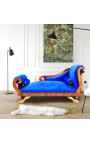 Grande chaise longue stile Impero in velluto blu e mogano