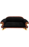 Svart Velvet Empire Soffa med mahogny och Gold Swan Detaljer - 10