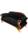 Grand sofa fransk empire stil sort stof og mahogni træ