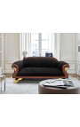 Grand sofa fransk empirestil svart stoff og mahognitre