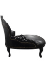 Barroco chaise longue black leatherette with black wood