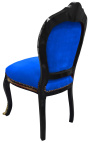 Jídelní židle ve stylu Napoleon III Boulle intarzie modrý samet a černé dřevo