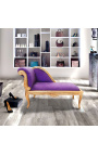 Louis XV-Chaiselongue aus violettem Samtstoff und goldenem Holz