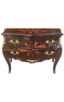 Commode en marqueterie avec 2 tiroirs "Rose des vents"