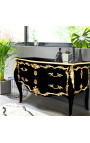 Grande commode baroque de style Louis XV noire, bronzes dorés