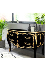 Grande cómoda barroca preta estilo Louis XV, bronzes dourados
