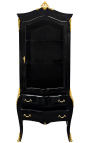 Baroque display cabinet lacquered black shiny with gold bronzes