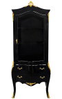 Baroque display cabinet lacquered black shiny with gold bronzes