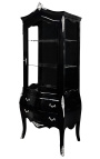 Baroque display cabinet lacquered black shiny with silver bronze