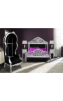 Grand fauteuil carrosse de style Baroque tissu velours noir et bois argent