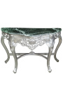Consolle in stile barocco in legno argento e marmo verde