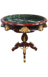Empire style oval table in mahogany, bronze and green marble