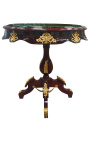 Empire style oval table in mahogany, bronze and green marble