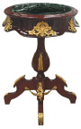 Empire style oval table in mahogany, bronze and green marble