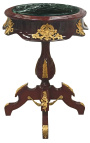 Ovale tafel in Empire-stijl in mahonie, brons en groen marmer