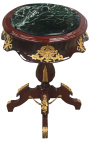 Empire style oval table in mahogany, bronze and green marble