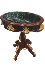 Empire style oval table in mahogany, bronze and green marble