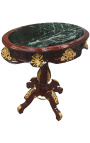 Empire style oval table in mahogany, bronze and green marble