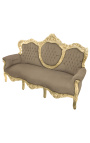 Baroque sofa velvet taupe fabric and gold wood