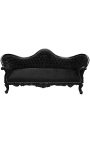 Baroque Sofa Napoléon III black velvet and black lacquered wood