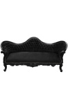 Baroka sofas Napoléon III melns velmēts un melns lakēts koksnis - 17