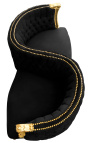 Poltrona barroca confidente em tecido veludo preto e madeira dourada
