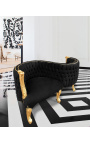 Fauteuil confident baroque tissu velours noir et bois doré