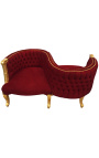 Fauteuil confident baroque tissu velours Bordeaux et bois doré