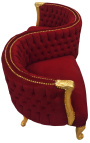 Barokowy fotel konwersacyjny w kolorze bordowym z aksamitnej tkaniny i złoconego drewna