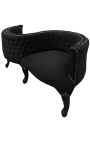 Fauteuil confident baroque tissu velours noir et bois noir