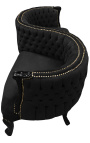 Fauteuil confident baroque tissu velours noir et bois noir