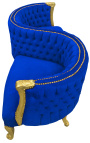 Baroque conversation seat blue velvet fabric and gilded wood