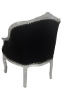 Barok bergerstol Louis XV svart leatherette & zebra tyg silverträ - 16
