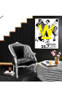 Barok bergere fauteuil Louis XV zwart kunstleer & zebra stof zilver hout