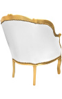 Bergere armchair Louis XV style false skin white and black wood