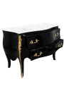 Black Louis XV Baroque dresser with white marble top
